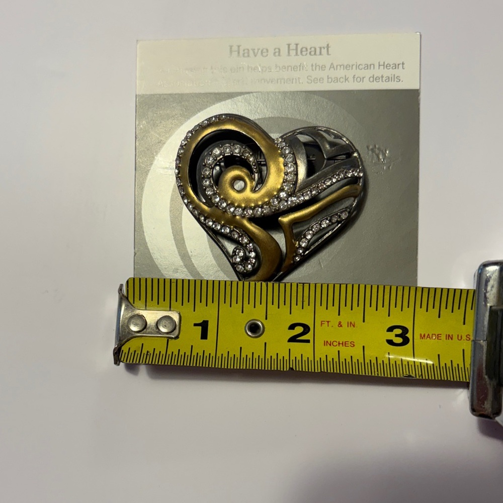 Chico's Artistic Heart Brooch with Gold and Silver Hues - Picture 2 of 2